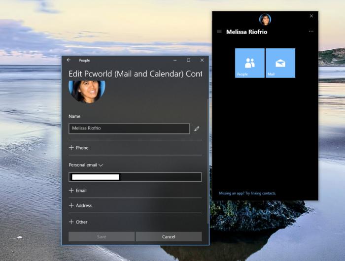 Microsoft Windows 10 my people edit contacts privacy