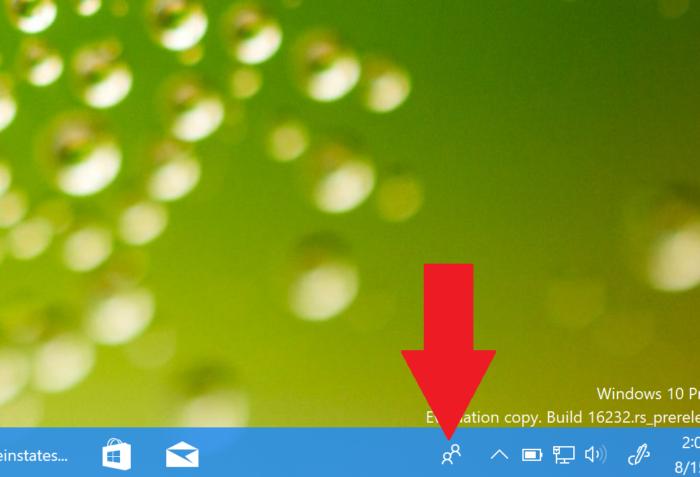 my people taskbar arrow