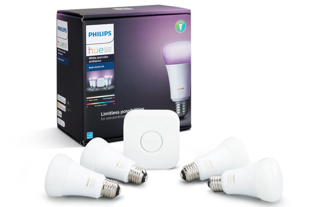 philips hue white color ambiance 4 pack starter kit box with product