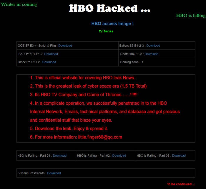 HBO Hacked — 'Game of Thrones' Scripts & Other Episodes Leaked Online