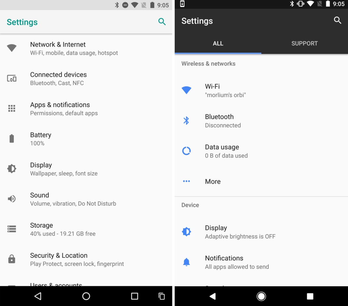 settings android o