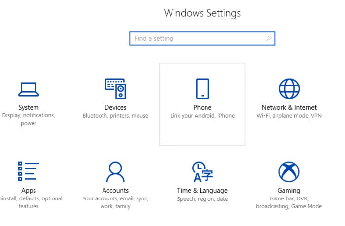 Windows 10 to PC notification settings phone