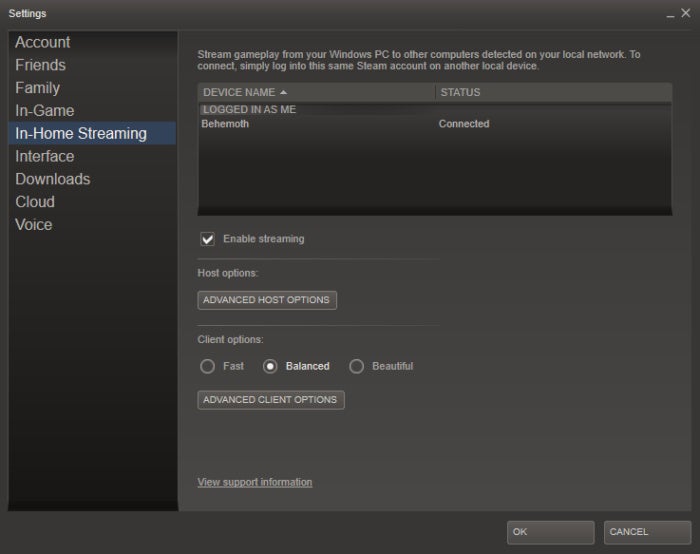 steam in home streaming
