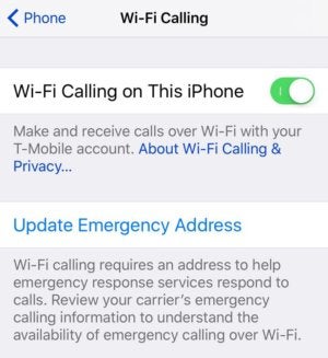 wi fi calling setting ios10