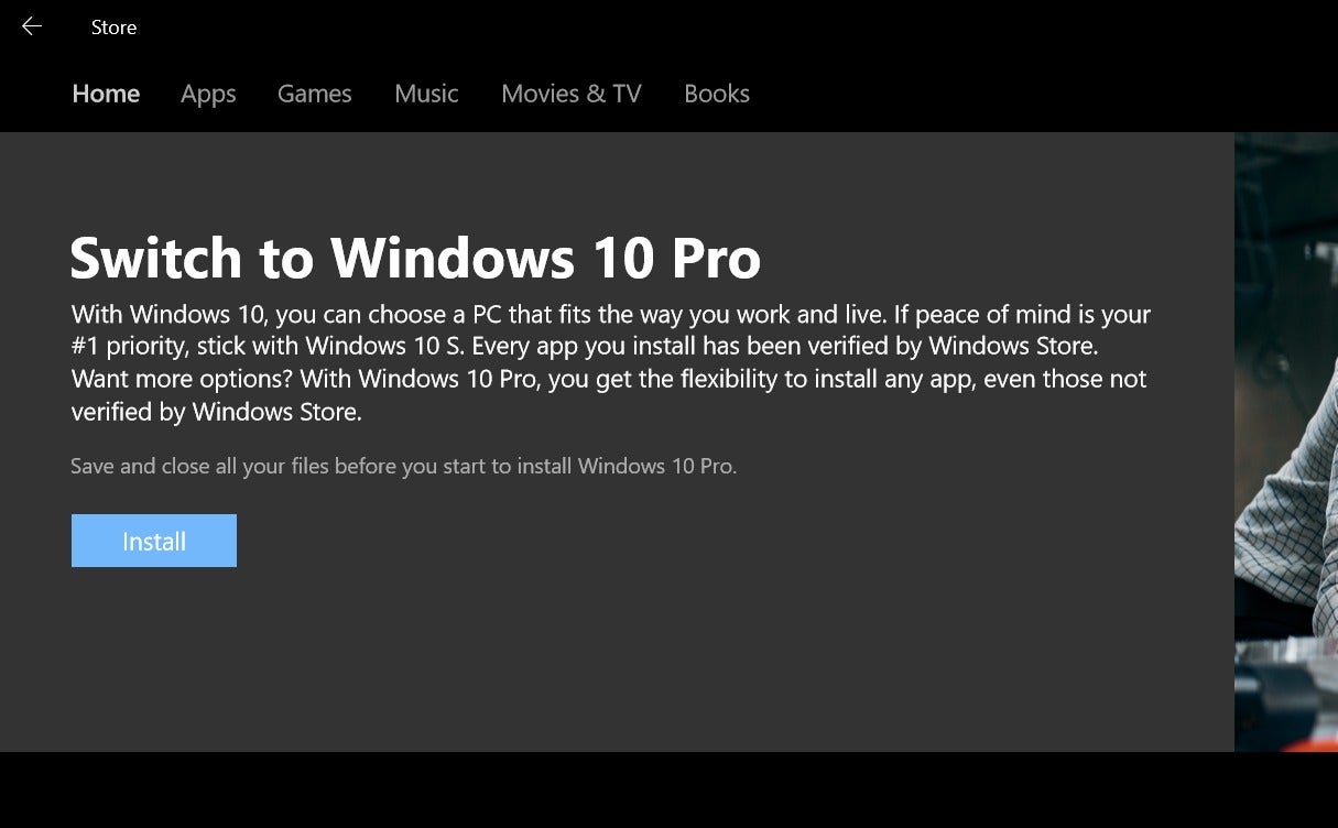 switch windows 10 pro to home