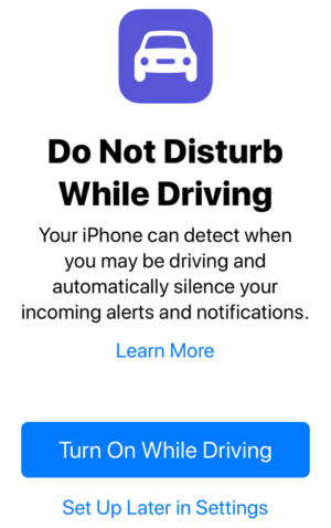 do not disturb while driving