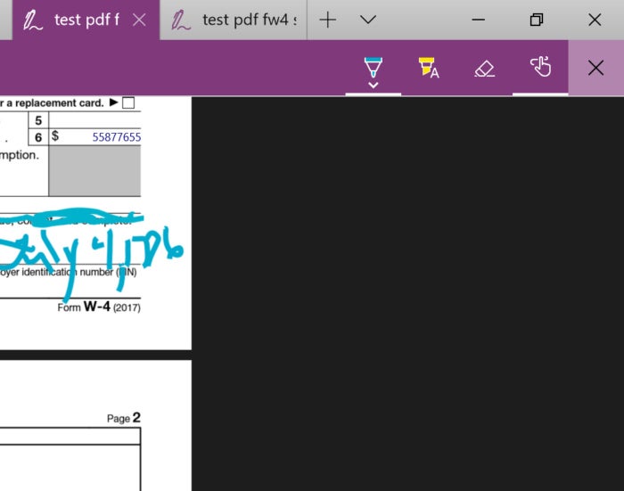 Microsoft edge PDF markup