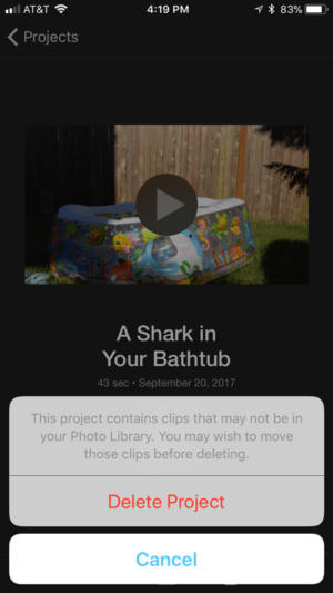 imovie delete warning