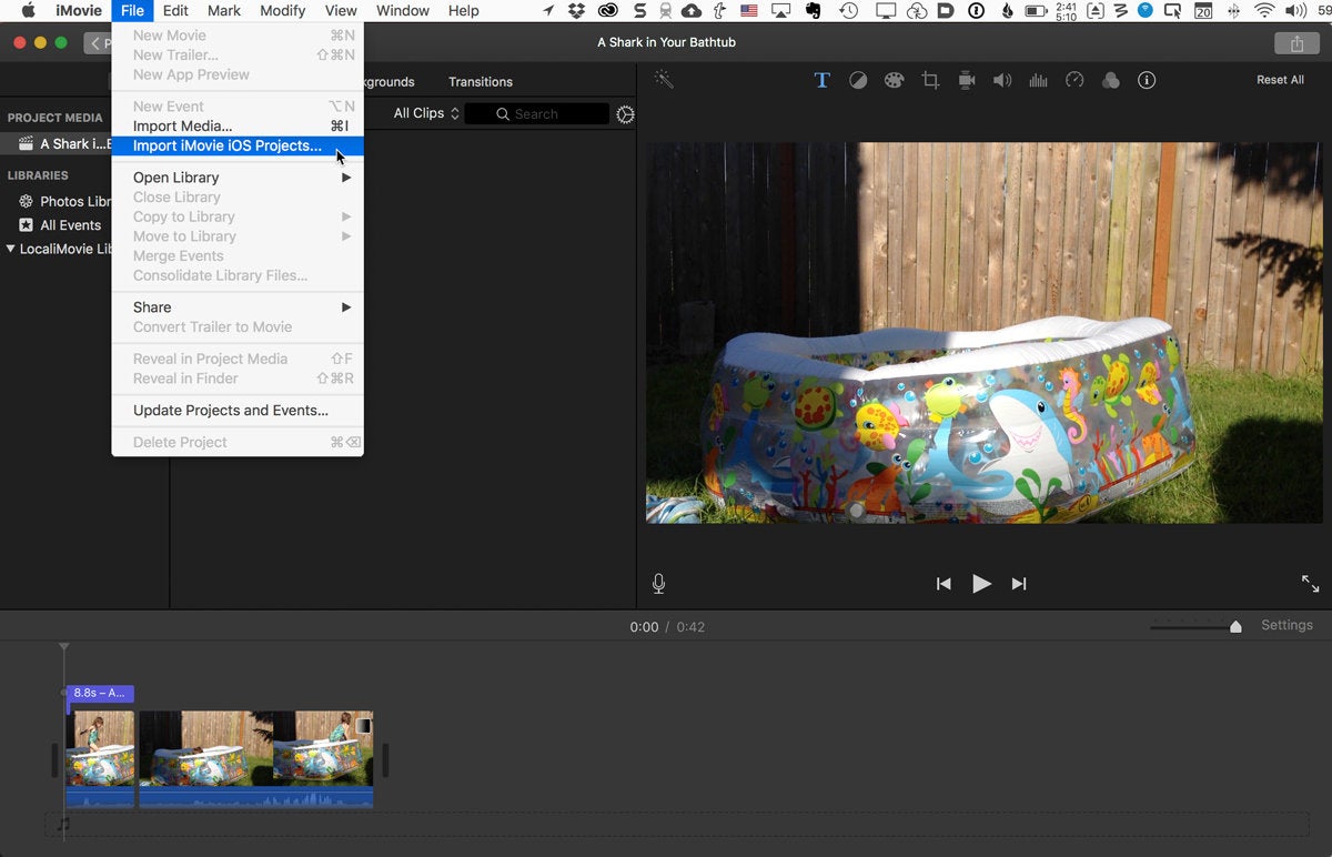 imovie mac import menu