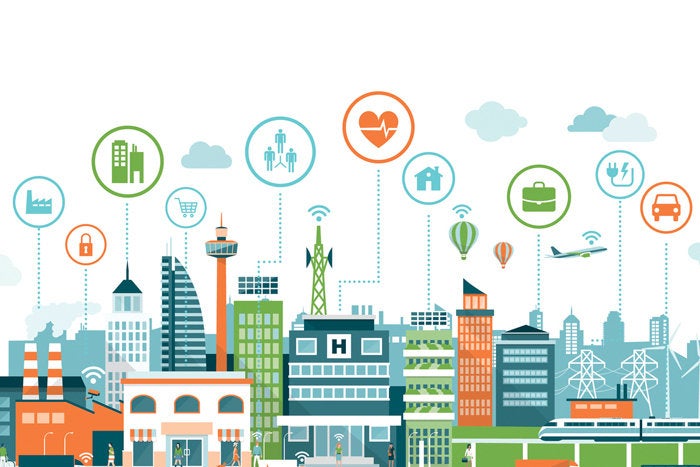 Internet of things smart city with icons
