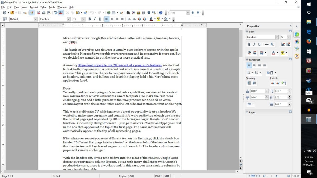 open office writer export as word