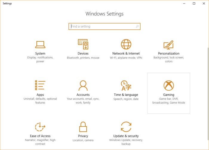 Windows 10 Settings app