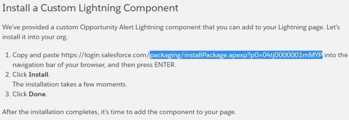 Select the package install path without the domain portion of the URL