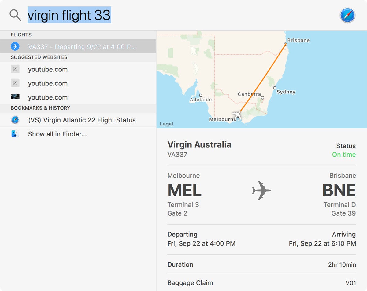 spotlight flight info