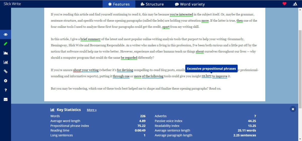 writing analyze slickwrite