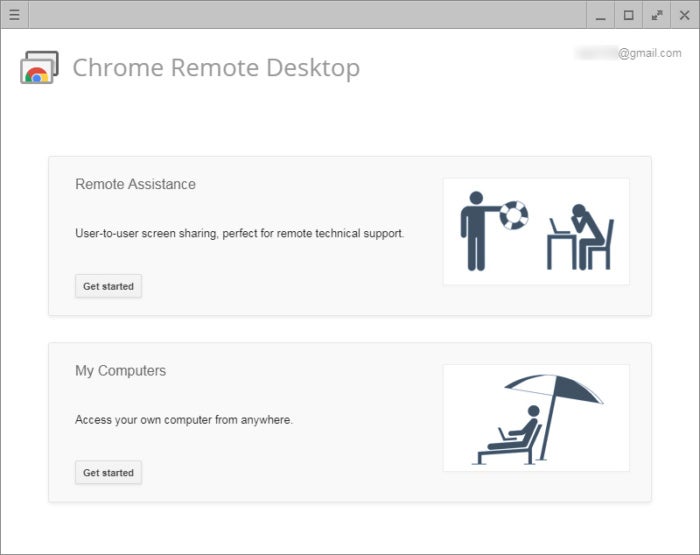 Chrome Remote Desktop main screen