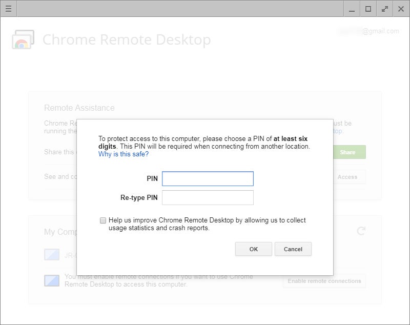 chrome remote desktop change account