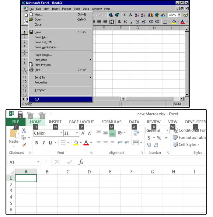 03 shortcut keys on the dropdown and ribbon menus