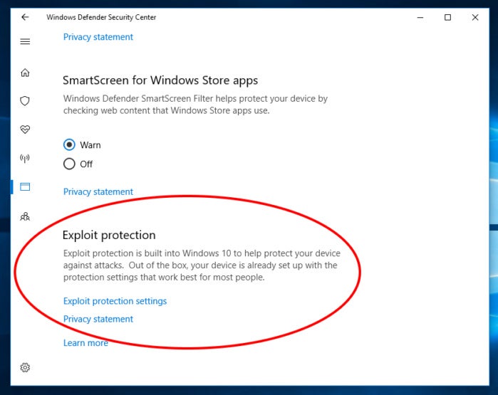 Exploit Guard Windows 10 fall creator 2