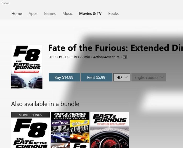fate of the furious Microsoft Store
