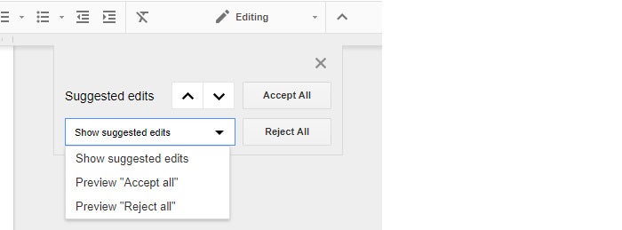 Google Drive collaboration - show suggested edits