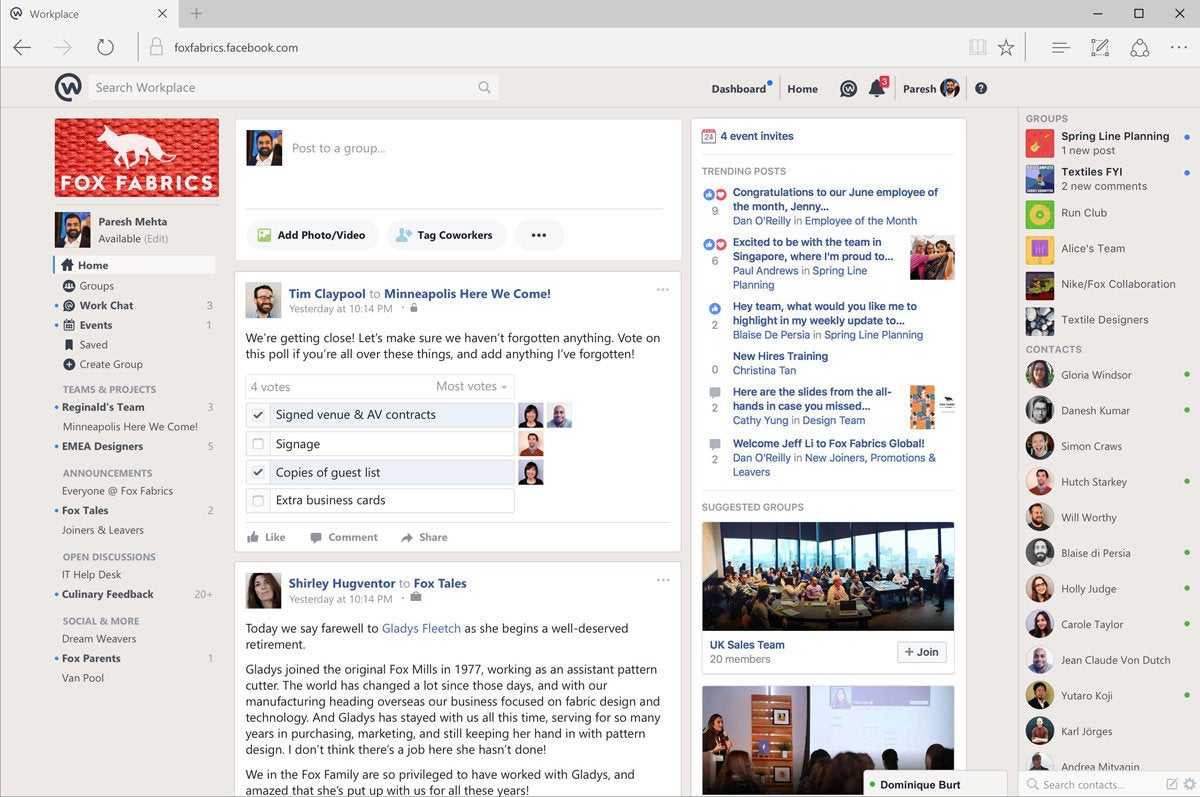 group chat services Facebook Workplace