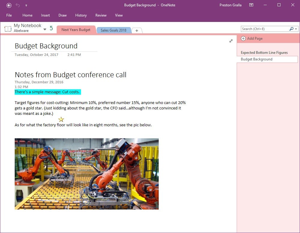 to do in onenote
