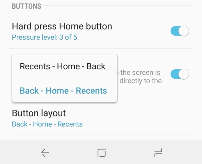 Note 8 navigation button layout