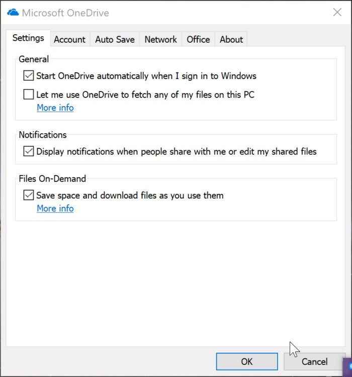 OneDrive Files on Demand setting Fall Creators Update
