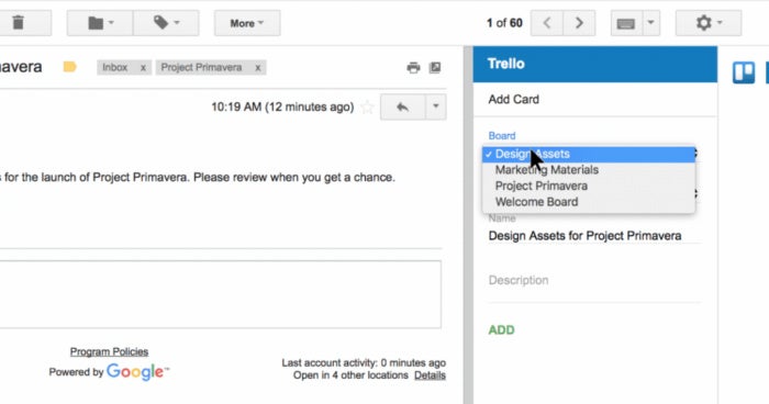 Google's Gmail and Trello.