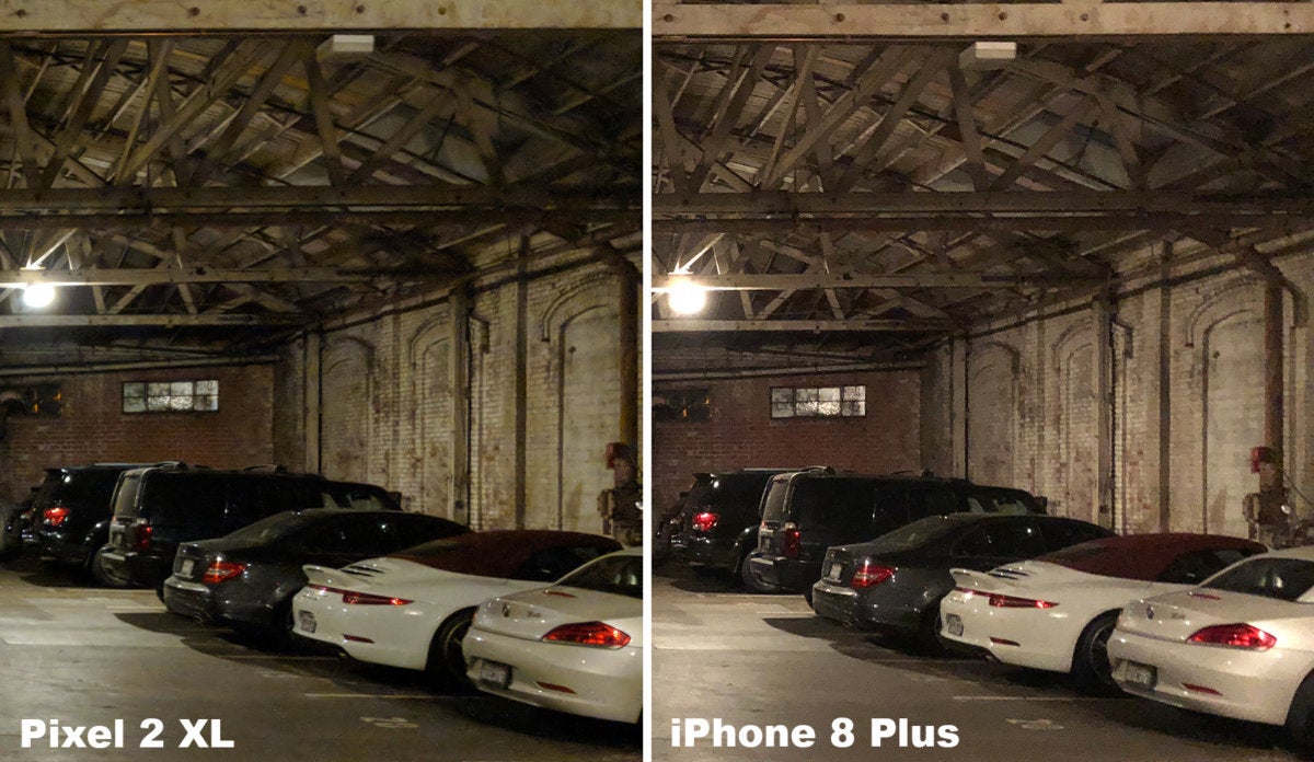 pixel 2 xl versus iphone 8 plus low light