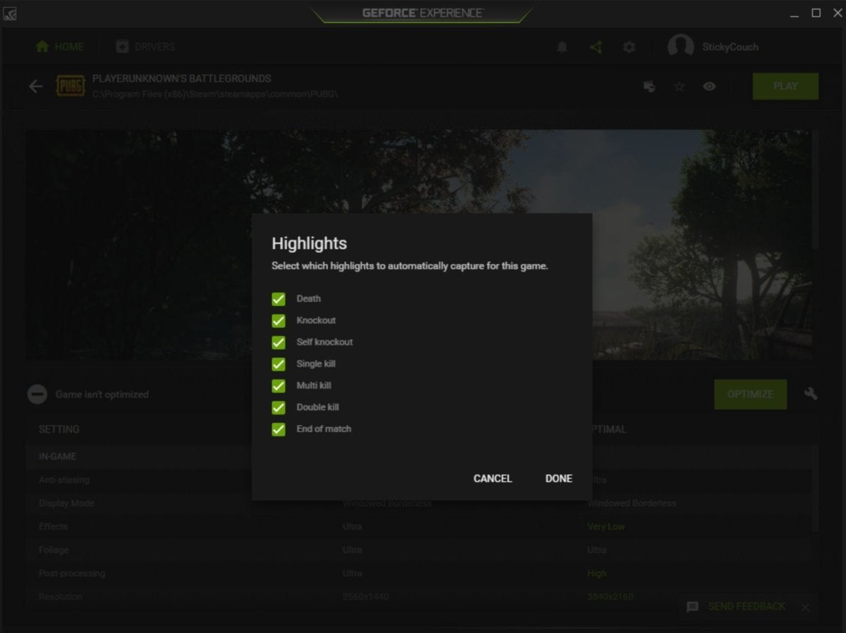 geforce experience highlights save location