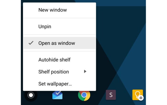 Chromebook Chrome OS tips - open as window