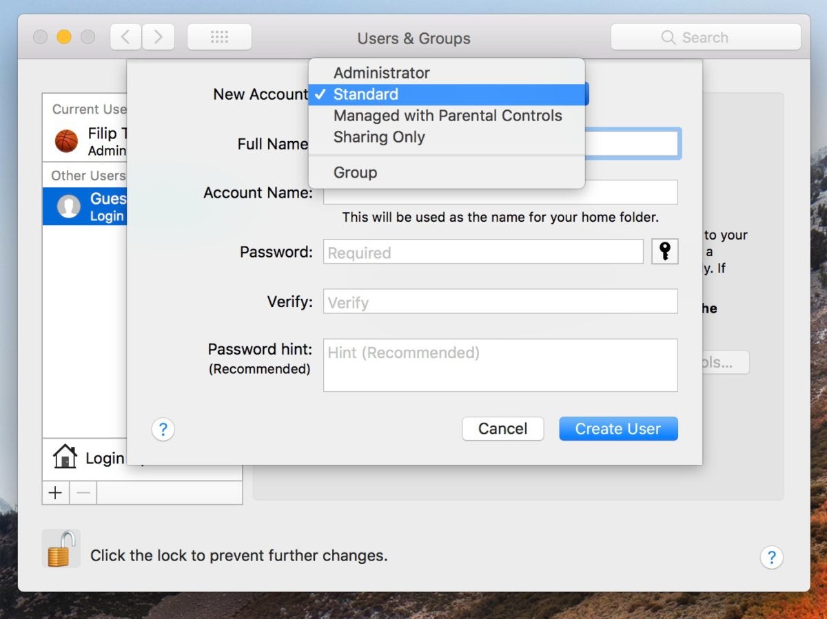 Mac dialogue window