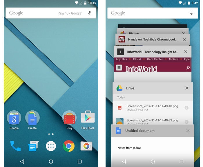 Android versions 5.0 and 5.1 Lollipop