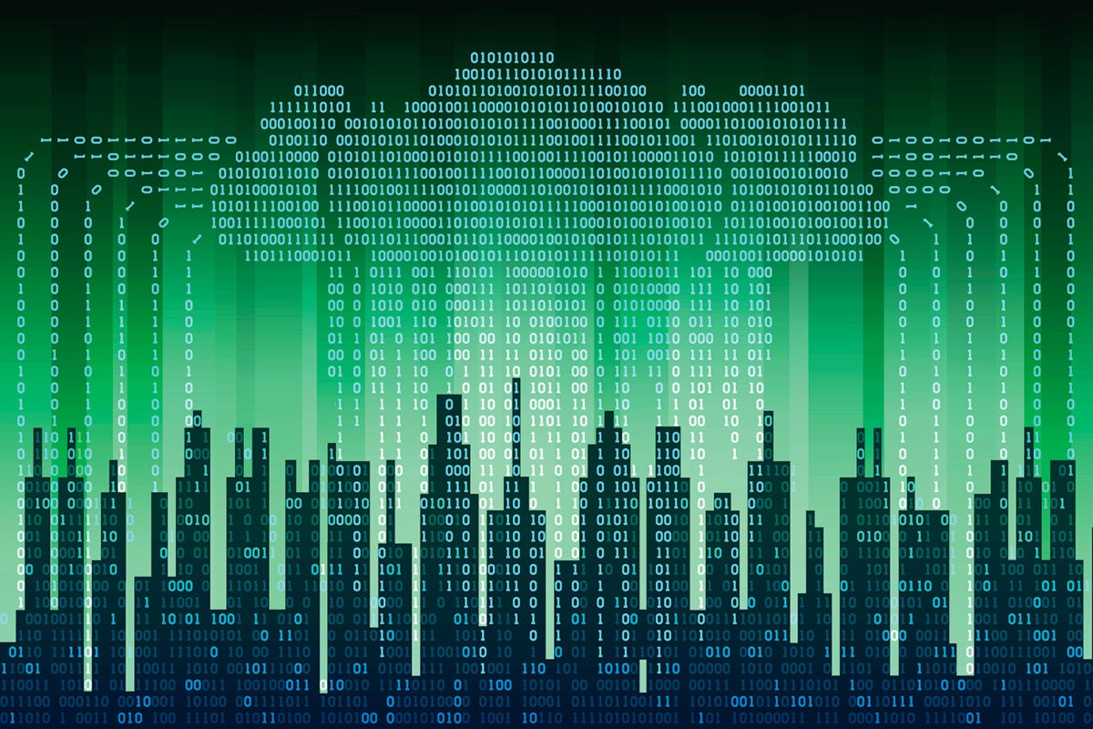 cloud computing - smart city - data - network connections - binary rain
