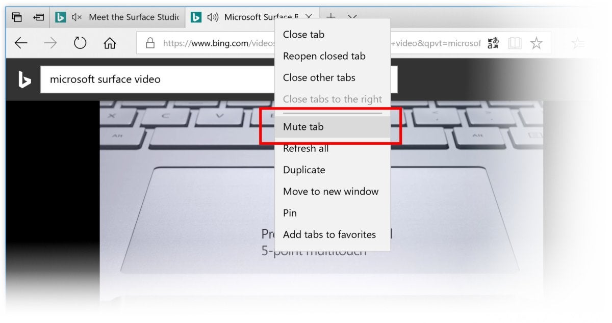 Windows 10 Insider build 17035 edge mute tab