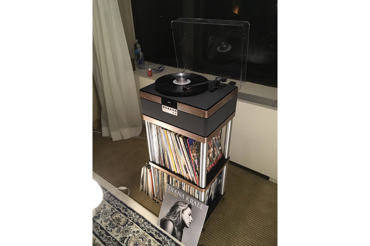 record player stand tall