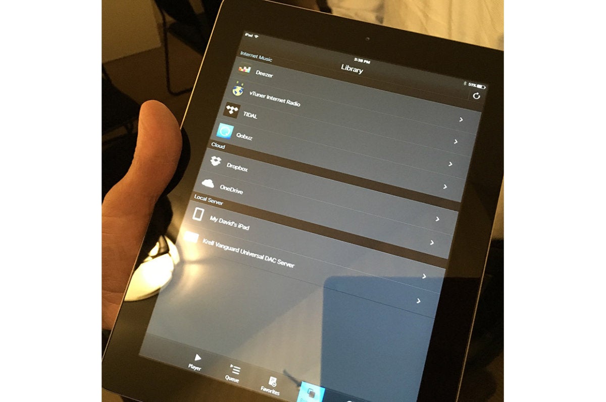 Krell's mconnect control app connects to cloud services like DropBox and Microsoft's OneDrive.