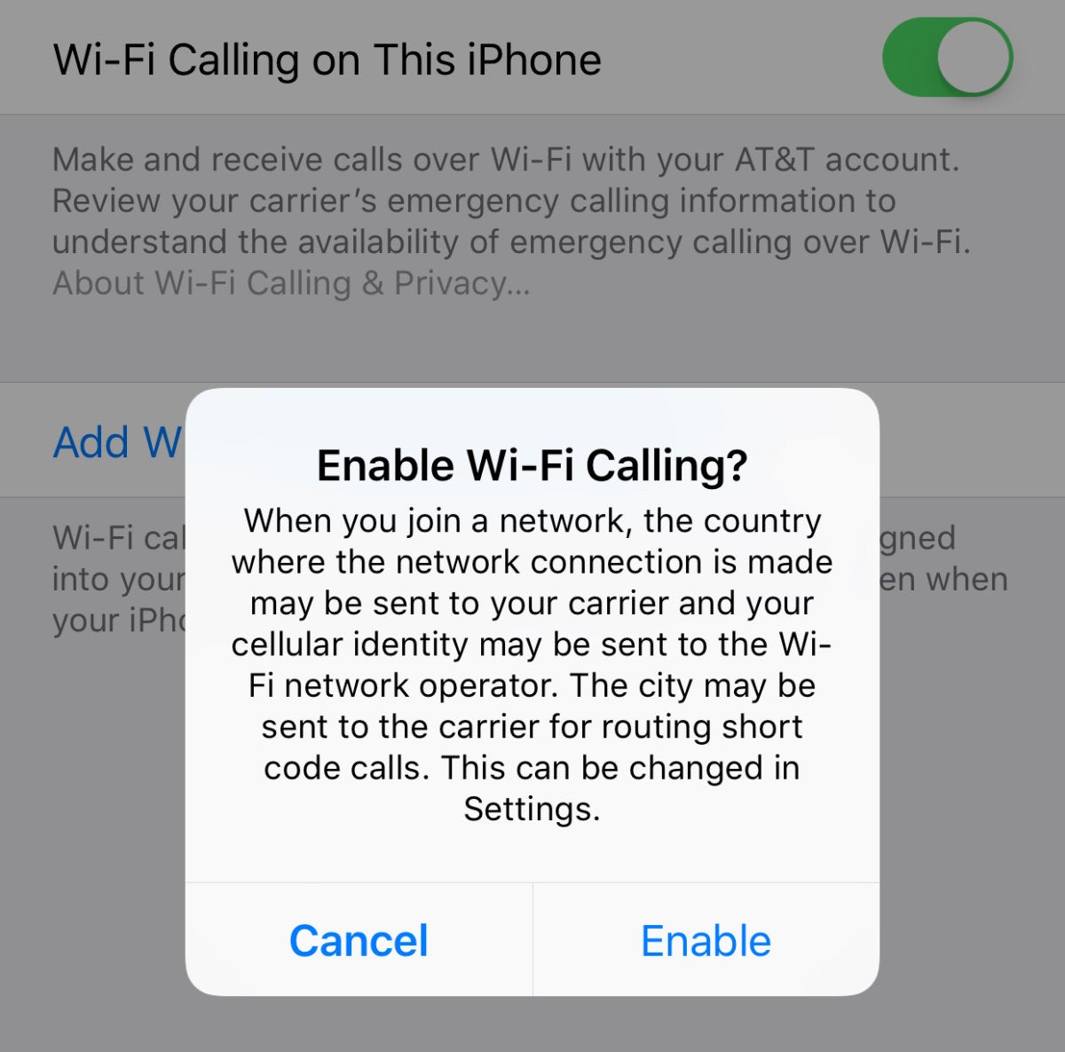 mac911 wifi calling enable