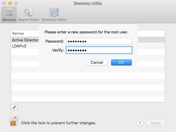 root password mac os x