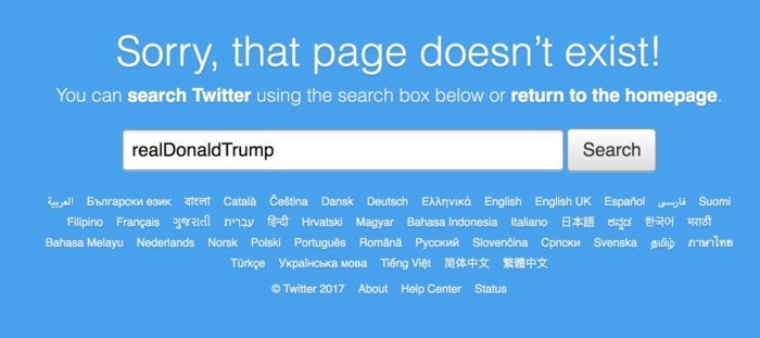 trump twitter account gone