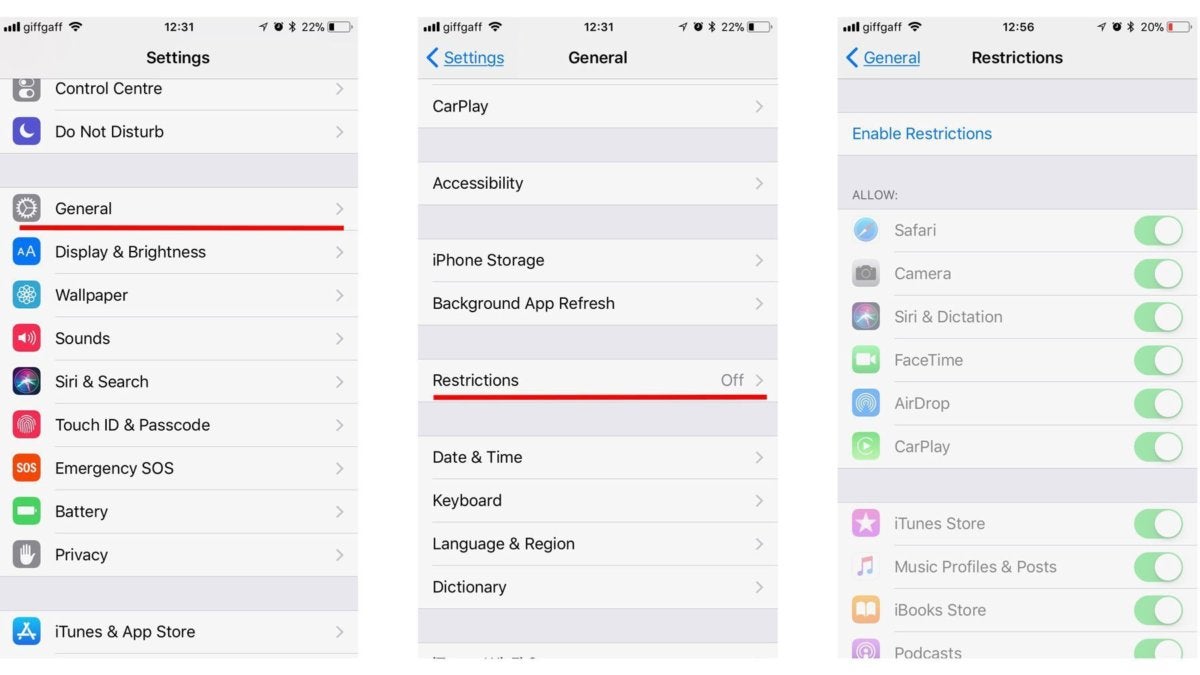 where are my missing apps restrictions