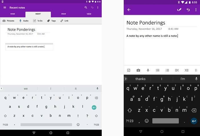 onenote android tablet