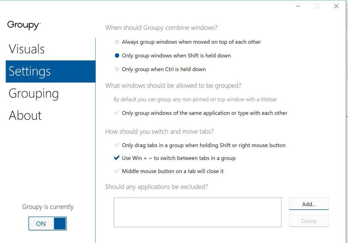 groupy settings