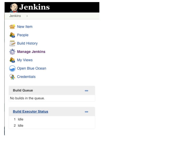 jenkins menu with blue ocean