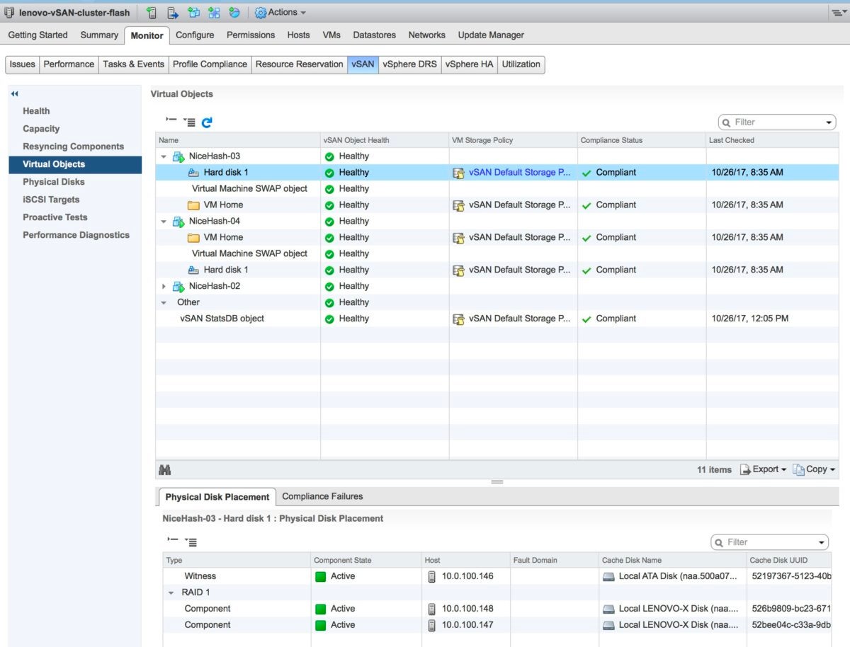 vsan monitor virtual objects of vms