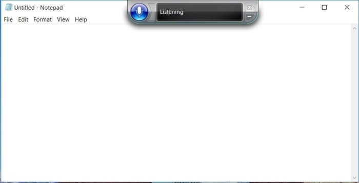 Windows Speech Recognition - control bar in Notepad