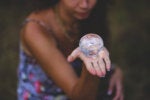 woman hand girl glass crystal ball