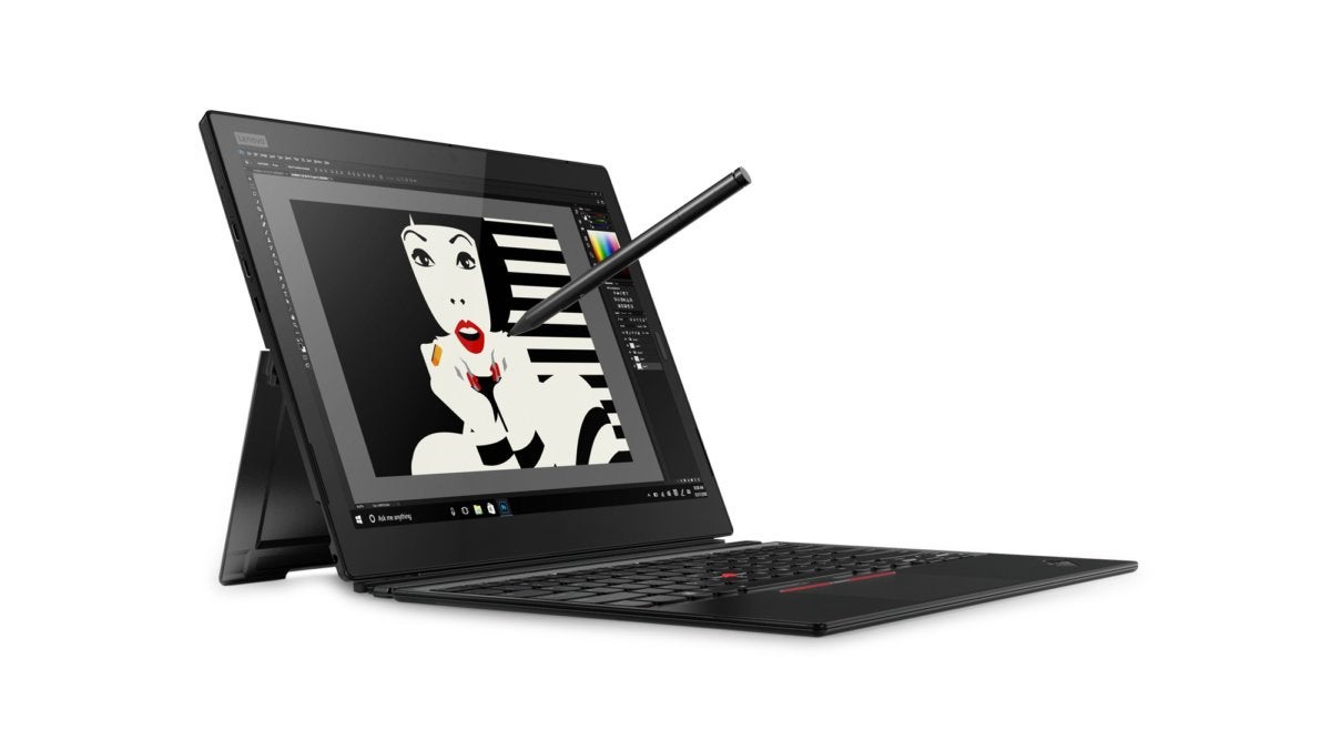 Lenovo X1 tablet 2018 pen and kb hero front facing right